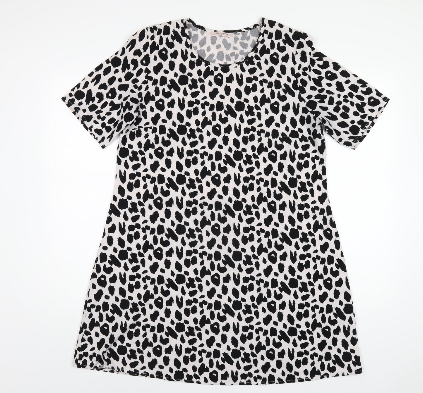 Glamorous Womens White Animal Print Polyester A-Line Size 12 Round Neck Pullover