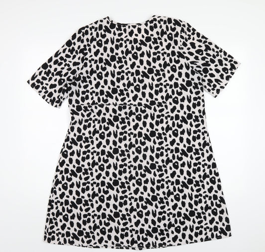 Glamorous Womens White Animal Print Polyester A-Line Size 12 Round Neck Pullover