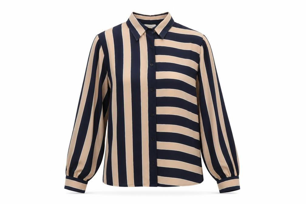 Planet Womens Blue Striped Polyester Basic Button-Up Size 8 Collared