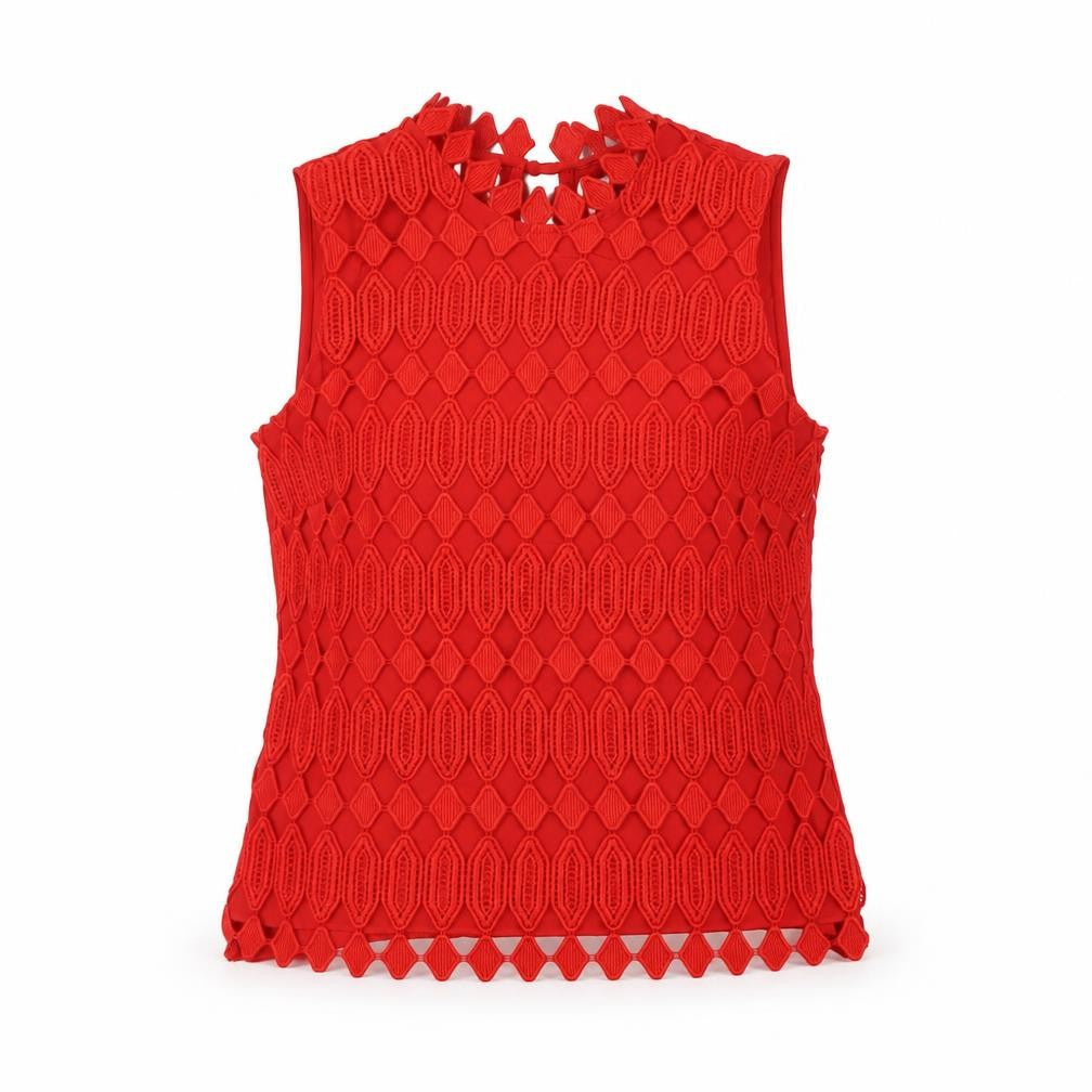Principles Womens Red Polyester Basic T-Shirt Size 6 Mock Neck