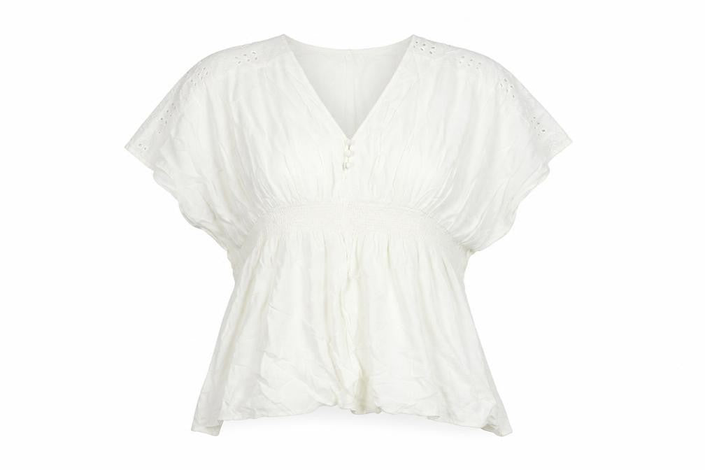 Marks and Spencer Womens Ivory Polyester Basic Blouse Size M V-Neck