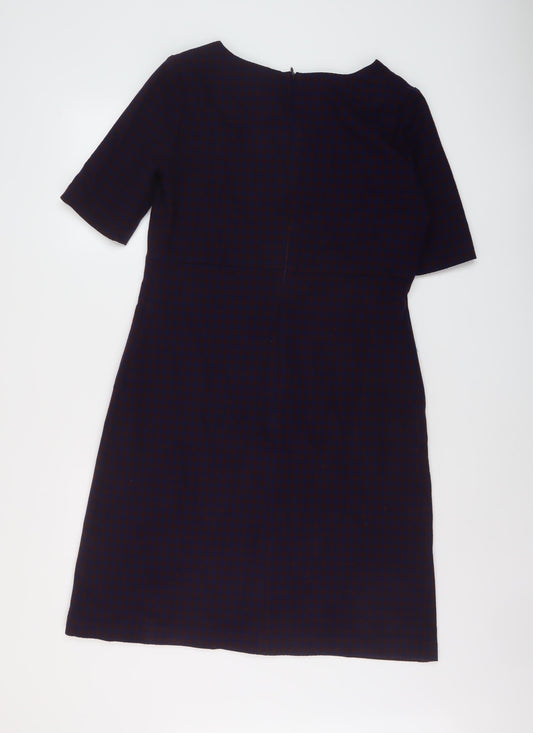 Carolyn Donnelly Womens Blue Geometric Polyester A-Line Size 12 Round Neck Zip
