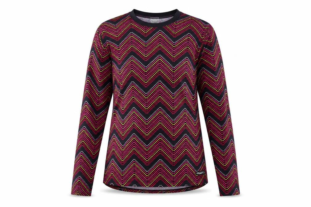 CRAFT Womens Multicoloured Geometric Polyester Basic T-Shirt Size XL Mock Neck Pullover
