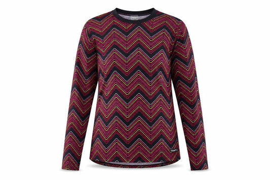 CRAFT Womens Multicoloured Geometric Polyester Basic T-Shirt Size XL Mock Neck Pullover
