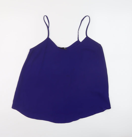 Topsho[p Womens Blue Polyester Camisole Tank Size 10 Round Neck