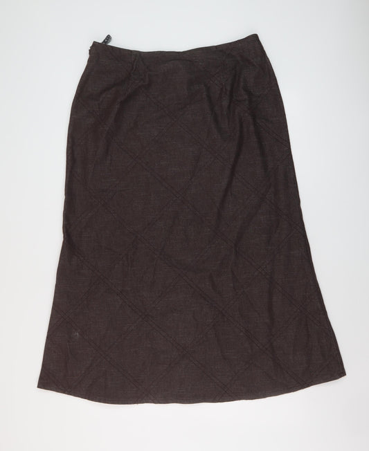 Alecx & Co Womens Brown Cotton A-Line Skirt Size 16 Zip