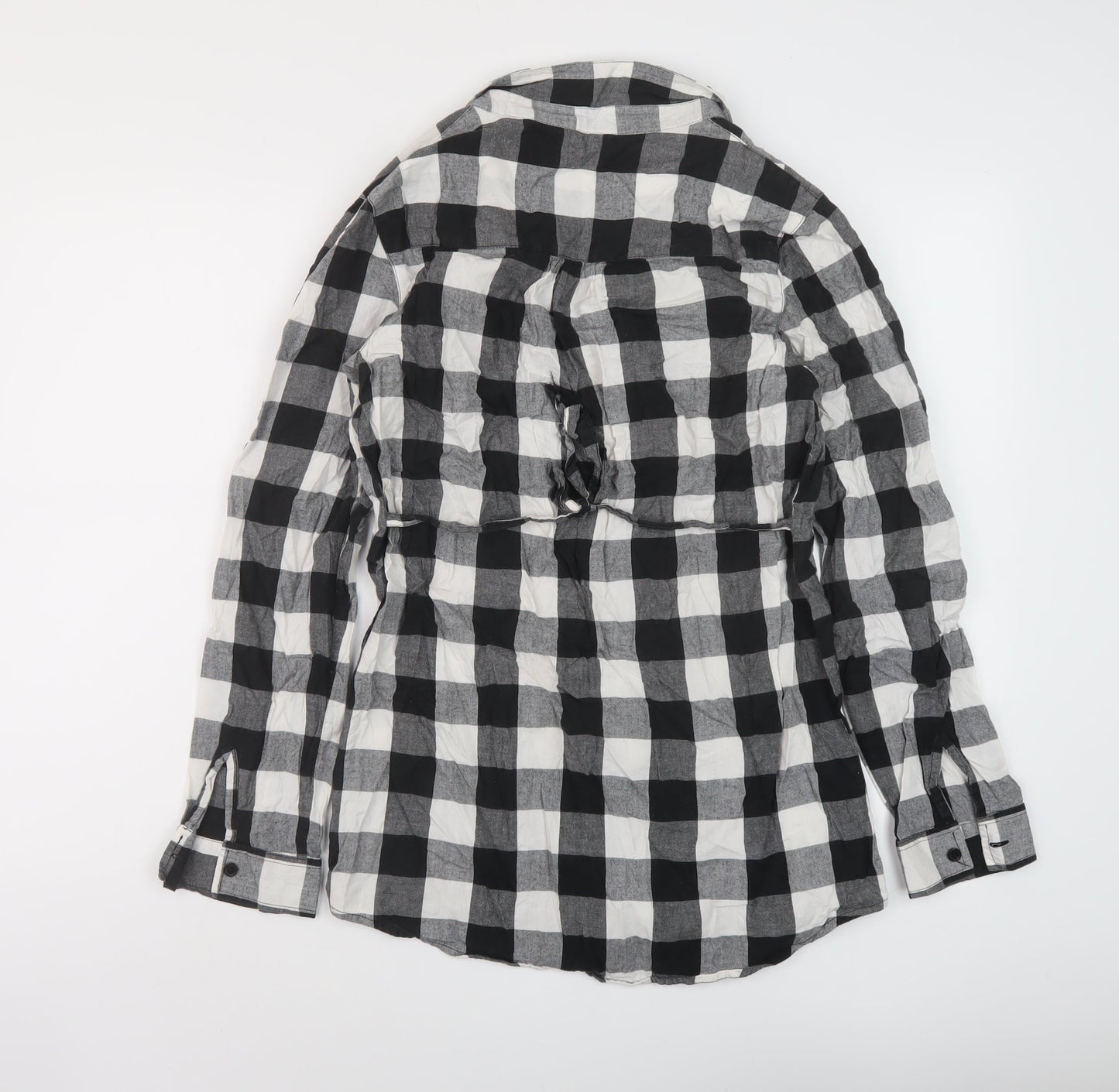 Dorothy Perkins Womens Black Check Cotton Basic Button-Up Size 10 Collared