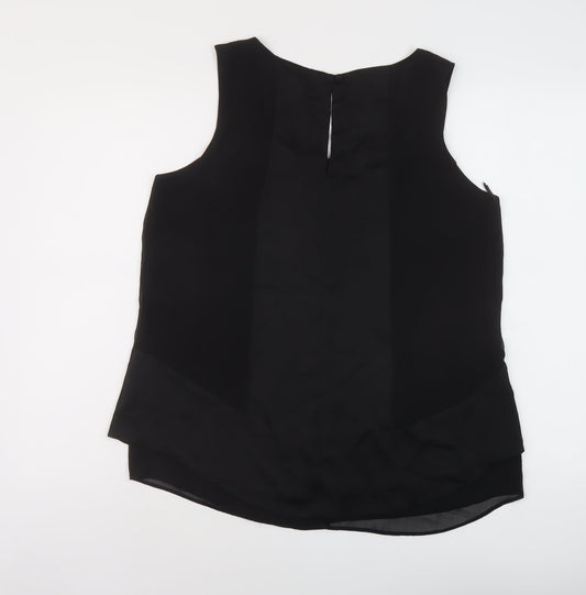 Arte Womens Black Polyester Basic Tank Size 14 Round Neck