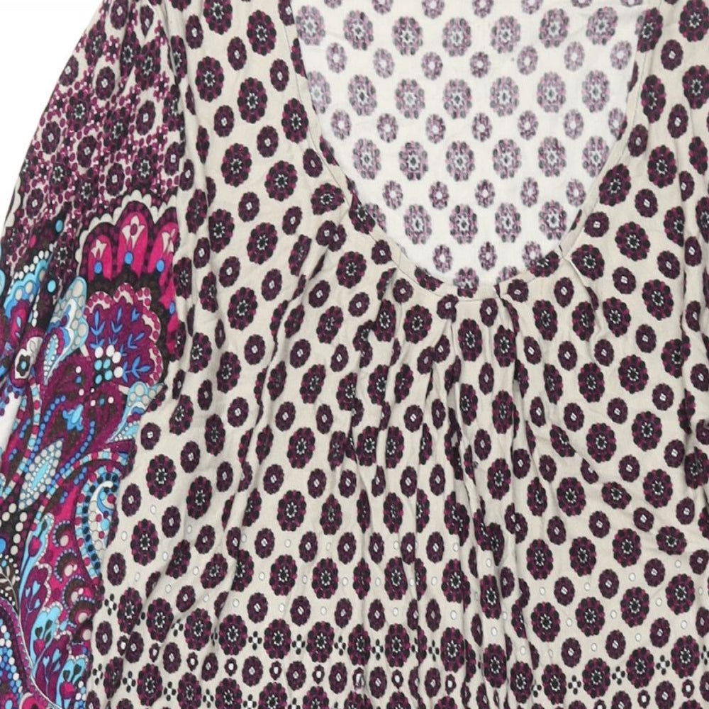 Phase Eight Womens Multicoloured Geometric Viscose Shift Size 12 Scoop Neck Pullover