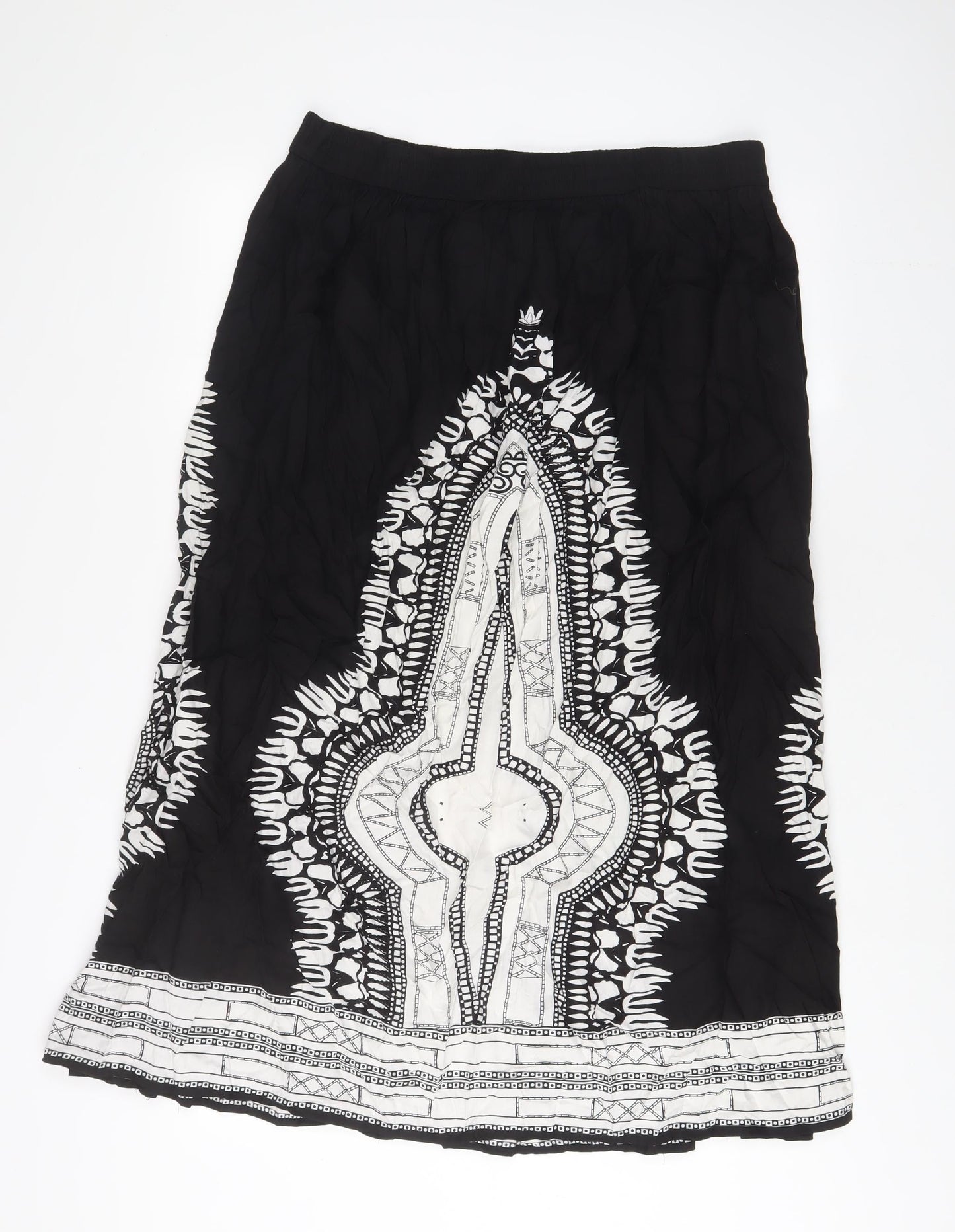 Klass Womens Black Geometric Viscose A-Line Skirt Size 16