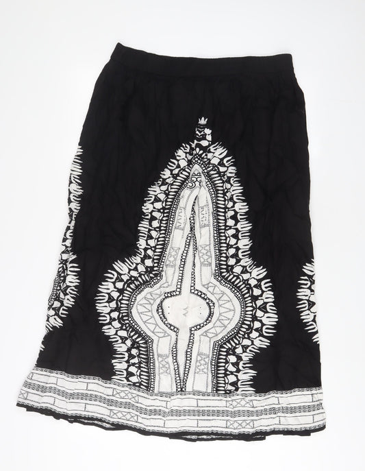 Klass Womens Black Geometric Viscose A-Line Skirt Size 16