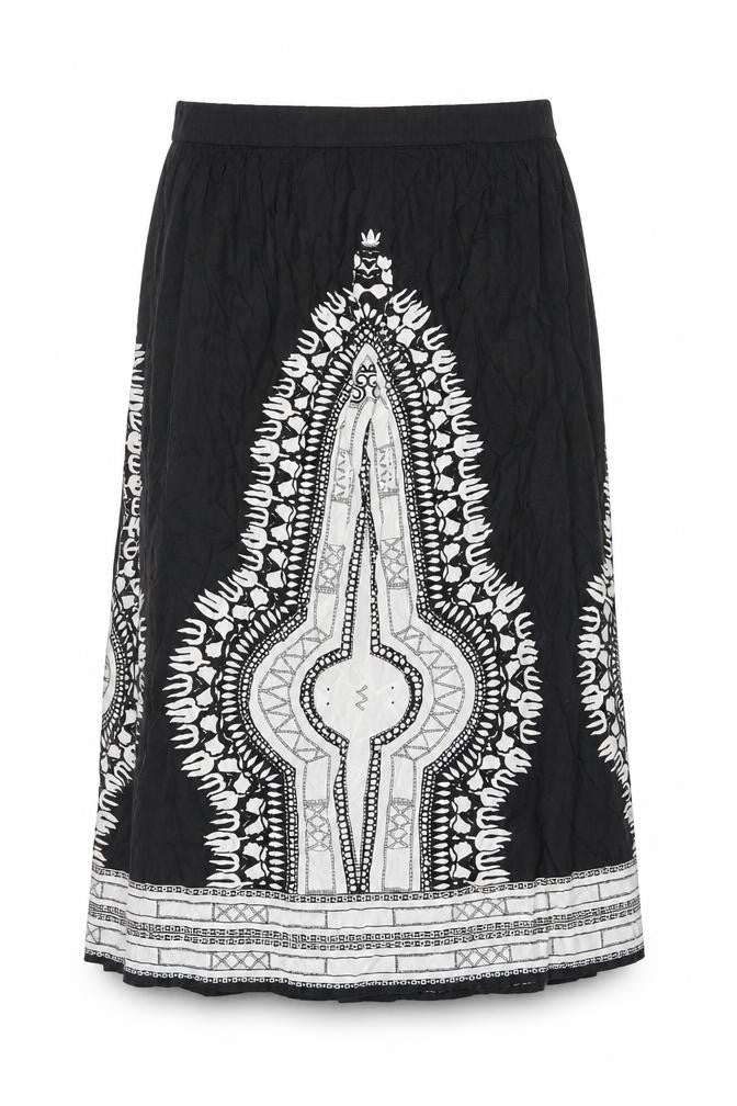 Klass Womens Black Geometric Viscose A-Line Skirt Size 16