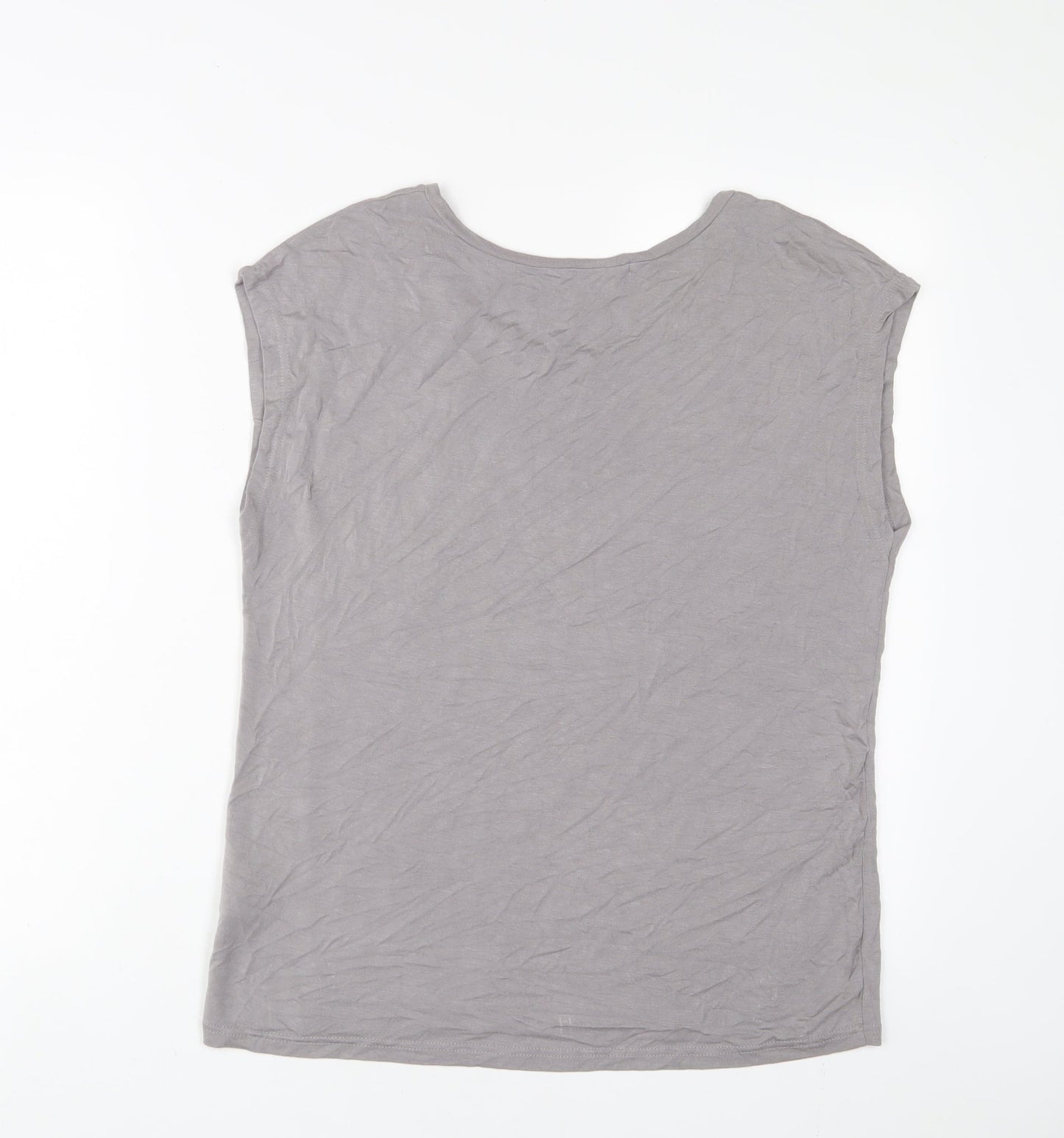 Klass Womens Grey Viscose Basic T-Shirt Size M Boat Neck - Beaded