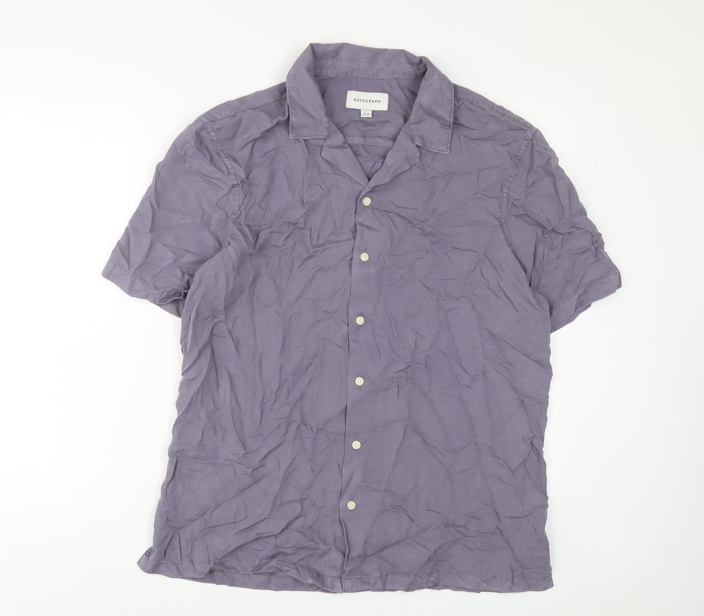 Autograph Mens Purple Lyocell Button-Up Size L Collared Button