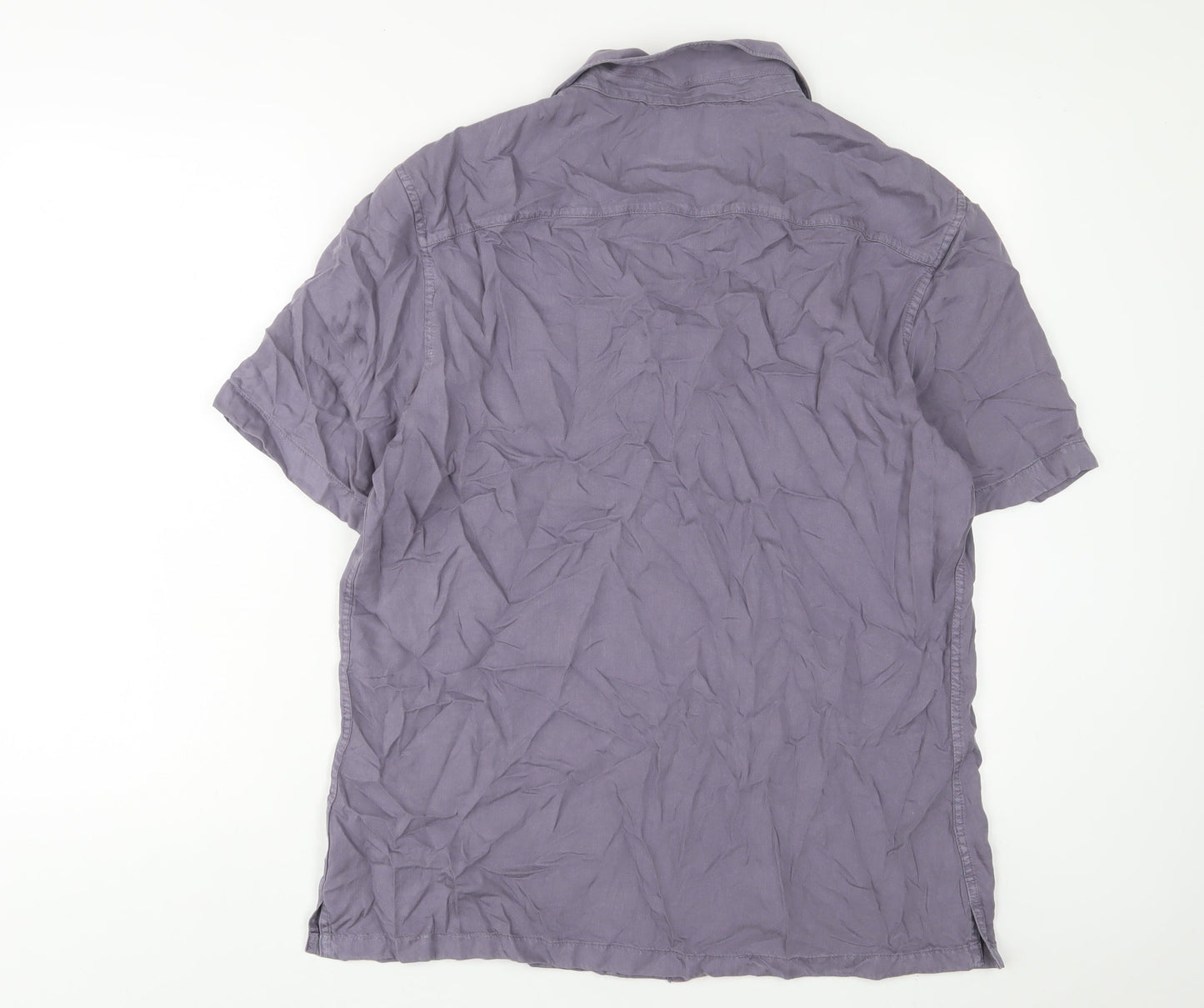 Autograph Mens Purple Lyocell Button-Up Size L Collared Button