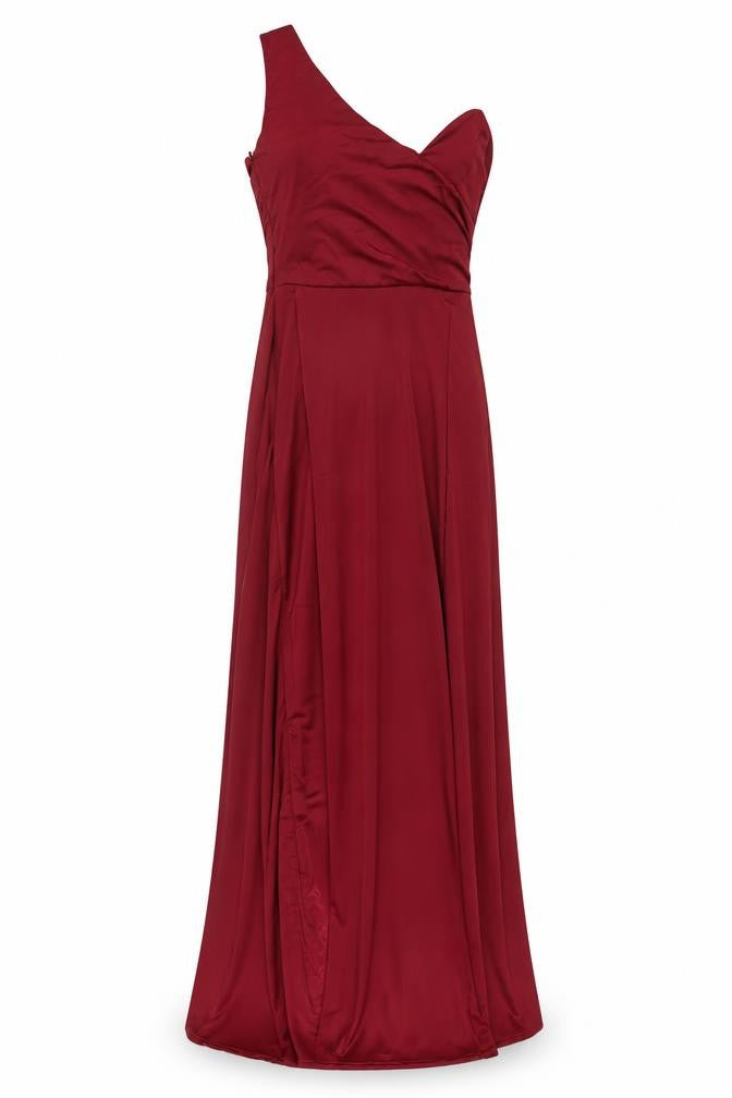Missguided Womens Red Polyester A-Line Size 8 Off the Shoulder Zip