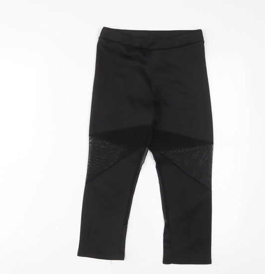 Boohoo Womens Black Polyester Cropped Leggings Size 6 L20 in Regular Pullover - Breathable