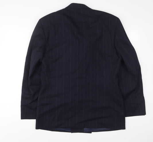 Lino Vierra Mens Blue Striped Polyester Jacket Suit Jacket Size 40 Regular