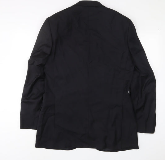 Marks and Spencer Mens Black Wool Jacket Suit Jacket Size 40 Regular - Inside Pockets