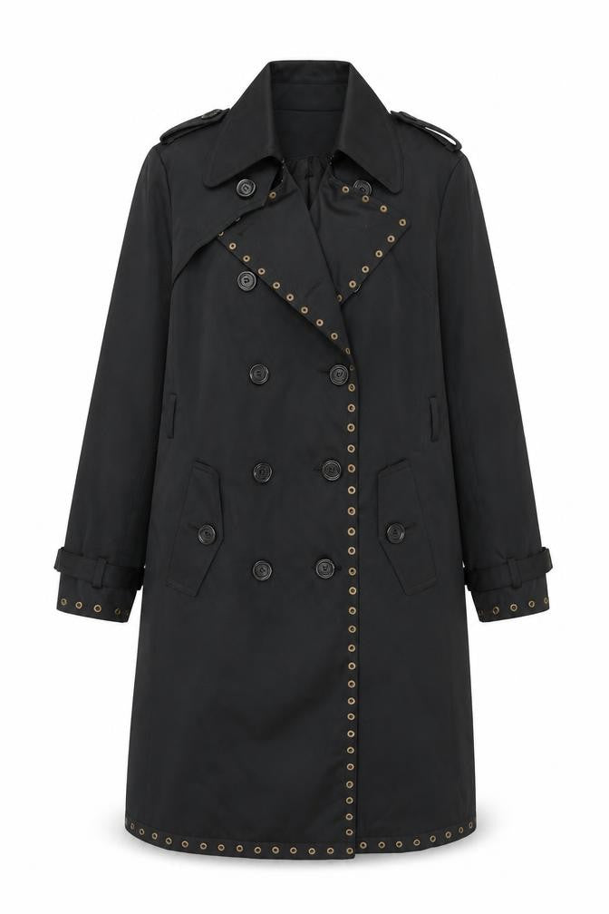 Insight Womens Black Overcoat Coat Size 8 Button - Studded