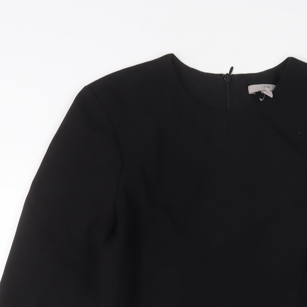 H&M Womens Black Polyester A-Line Size XS Crew Neck Zip