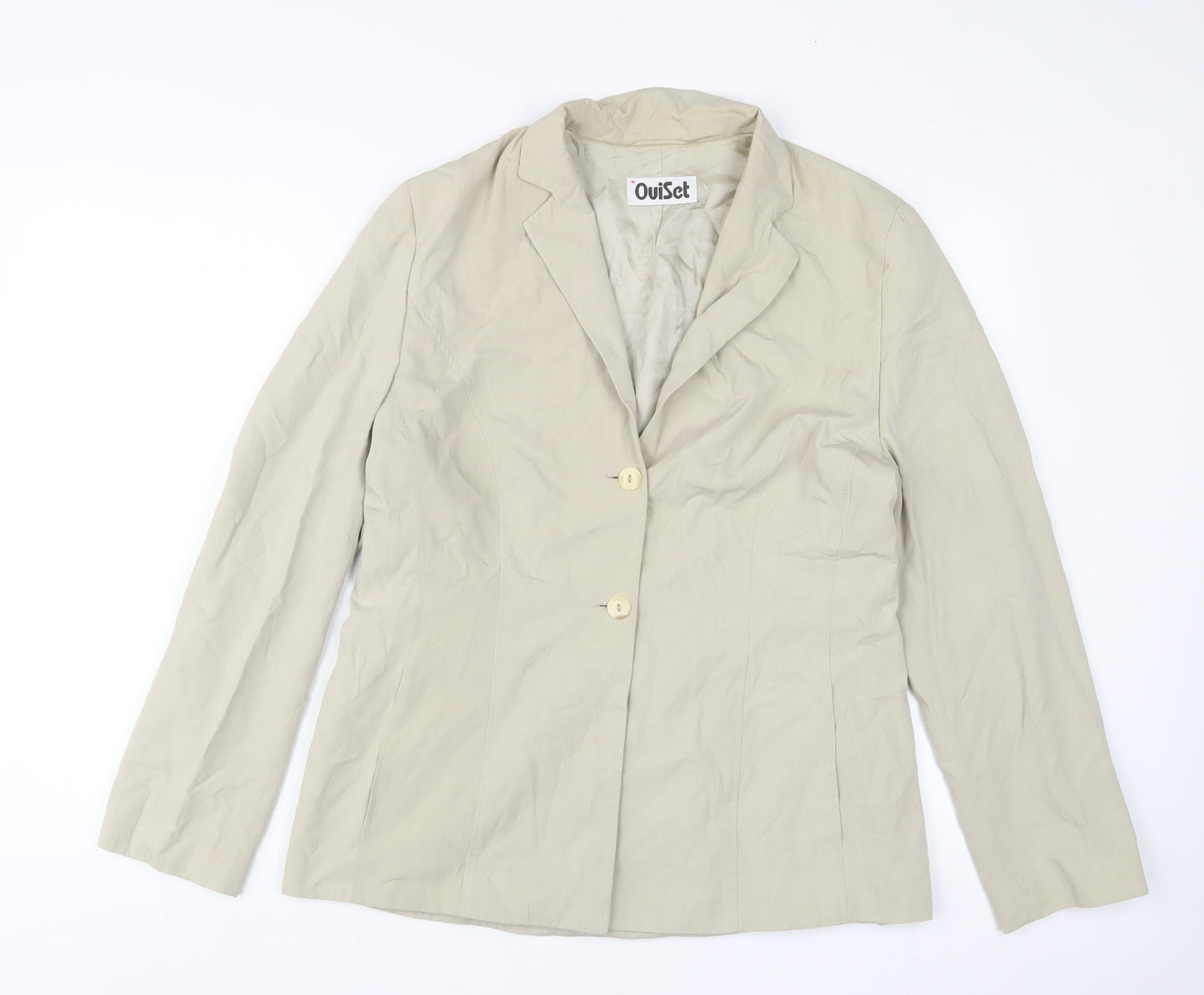 Oui set Womens Beige Jacket Blazer Size 16 Button