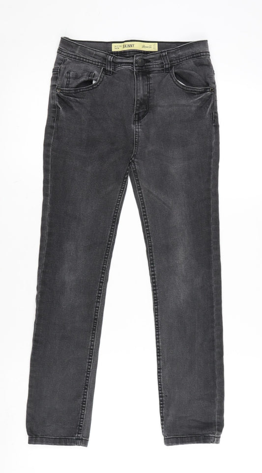 Denim & Co. Girls Grey 100% Polyester Skinny Jeans Size 10-11 Years L24.5 in Regular