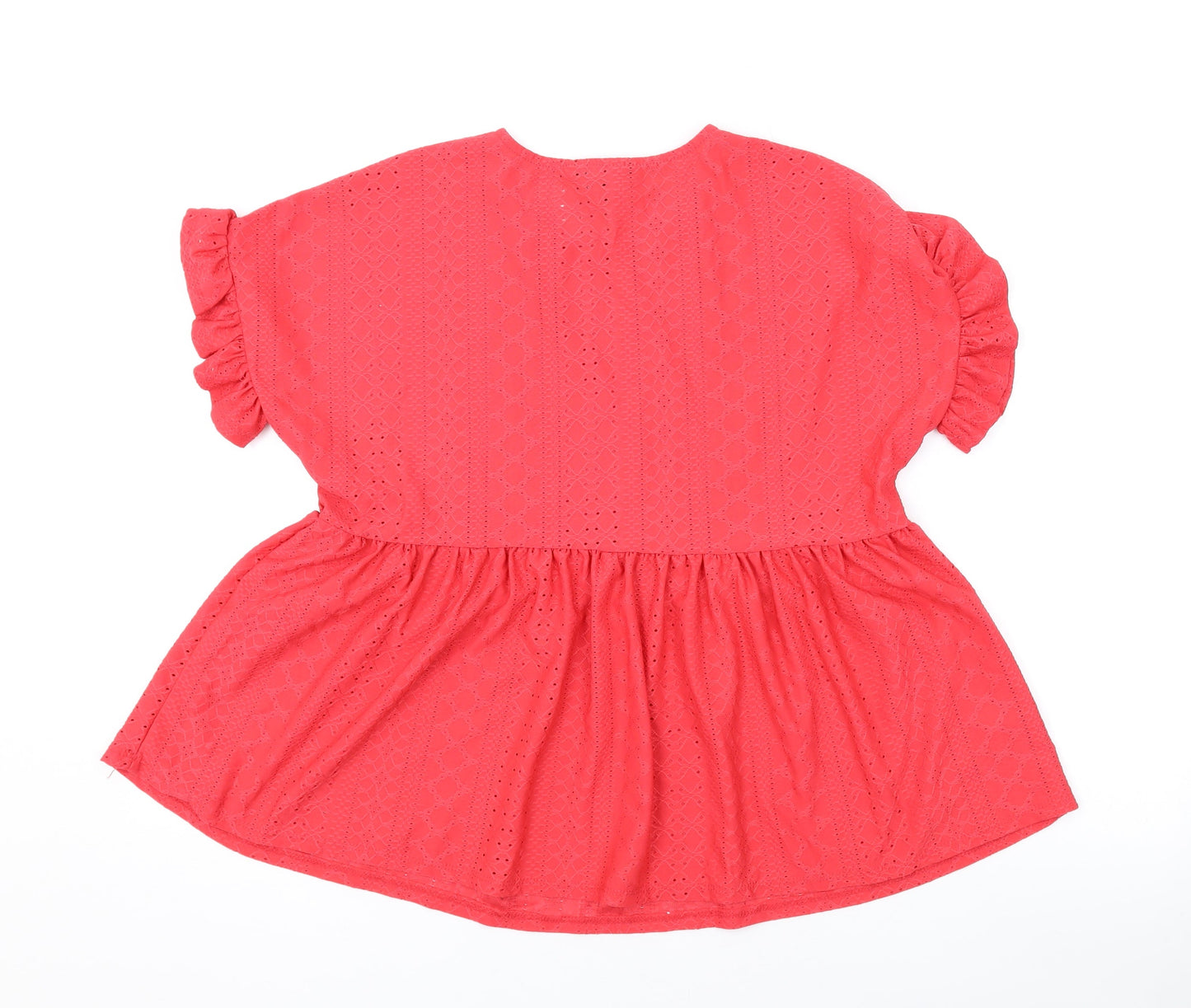 New Look Womens Pink Polyester Basic T-Shirt Size 10 Round Neck
