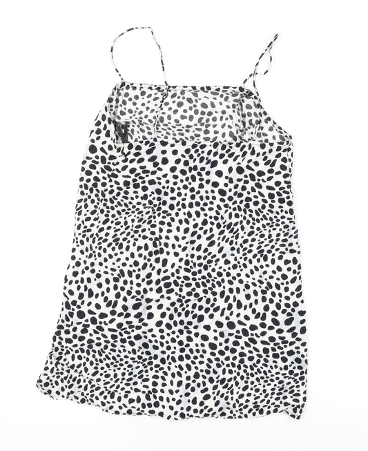 Motel Womens White Animal Print Viscose Mini Size XS Square Neck Pullover