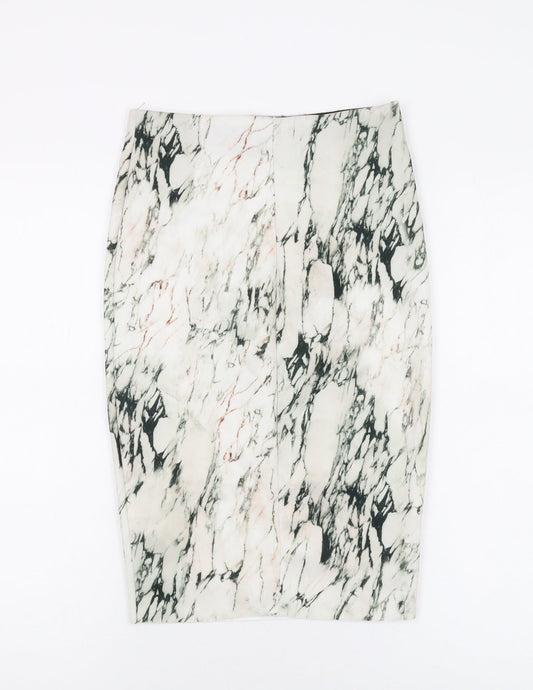 Zara Womens Ivory Geometric Polyester Straight & Pencil Skirt Size S
