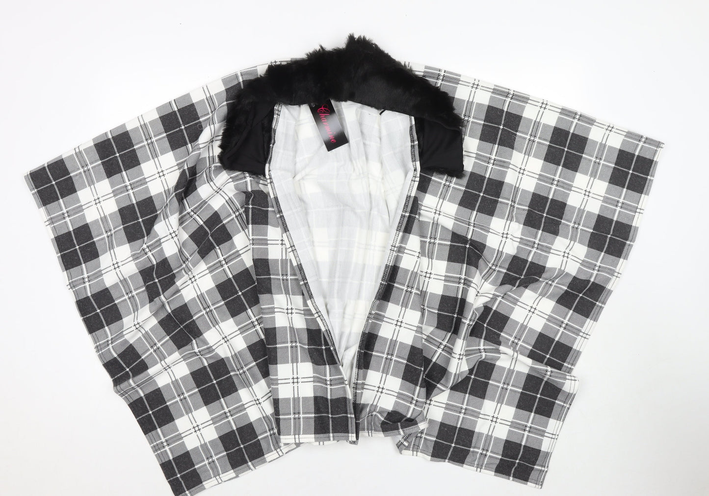 Charmine Womens Black Check Polyamide Shawl/Wrap
