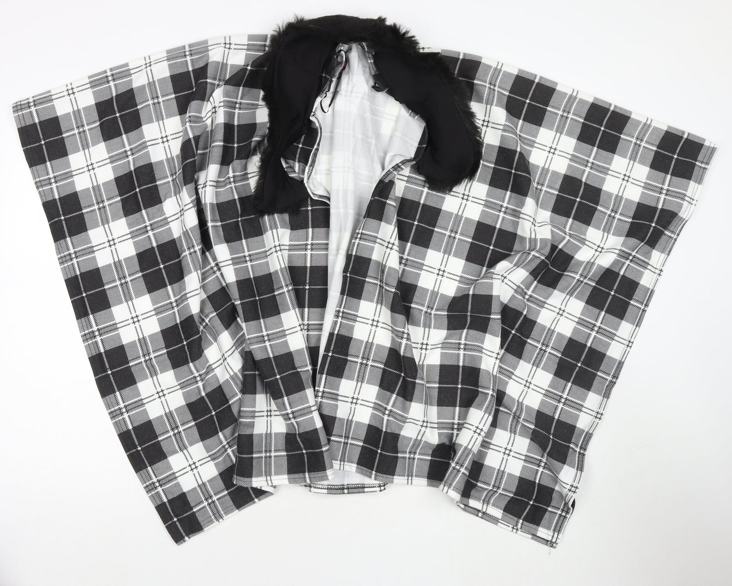 Charmine Womens Black Check Polyester Shawl/Wrap - Collared