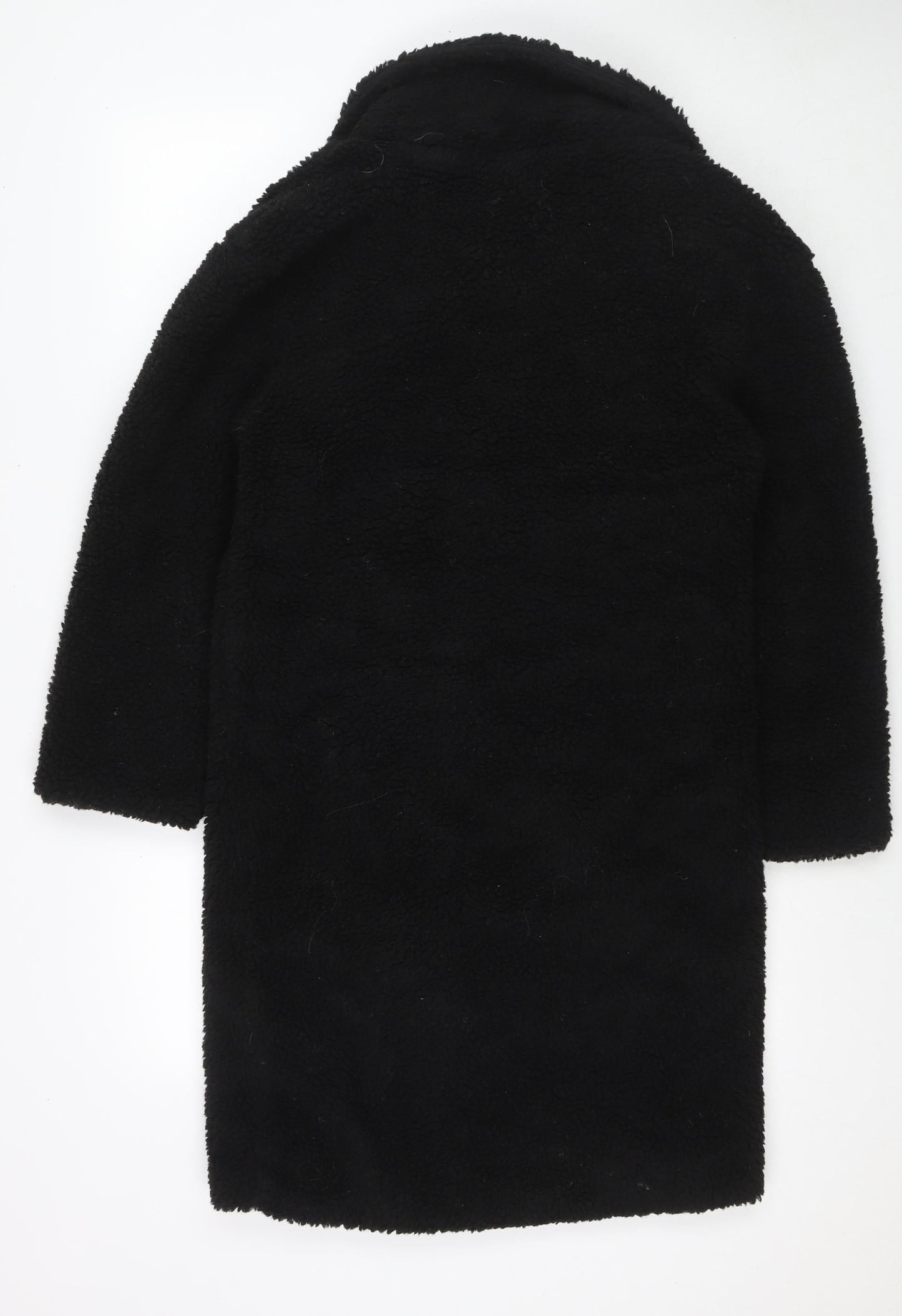 PRETTYLITTLETHING Womens Black Overcoat Coat Size 4 Button