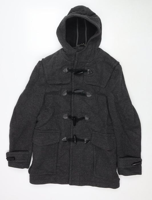 Burton Mens Grey Pea Coat Coat Size S Snap