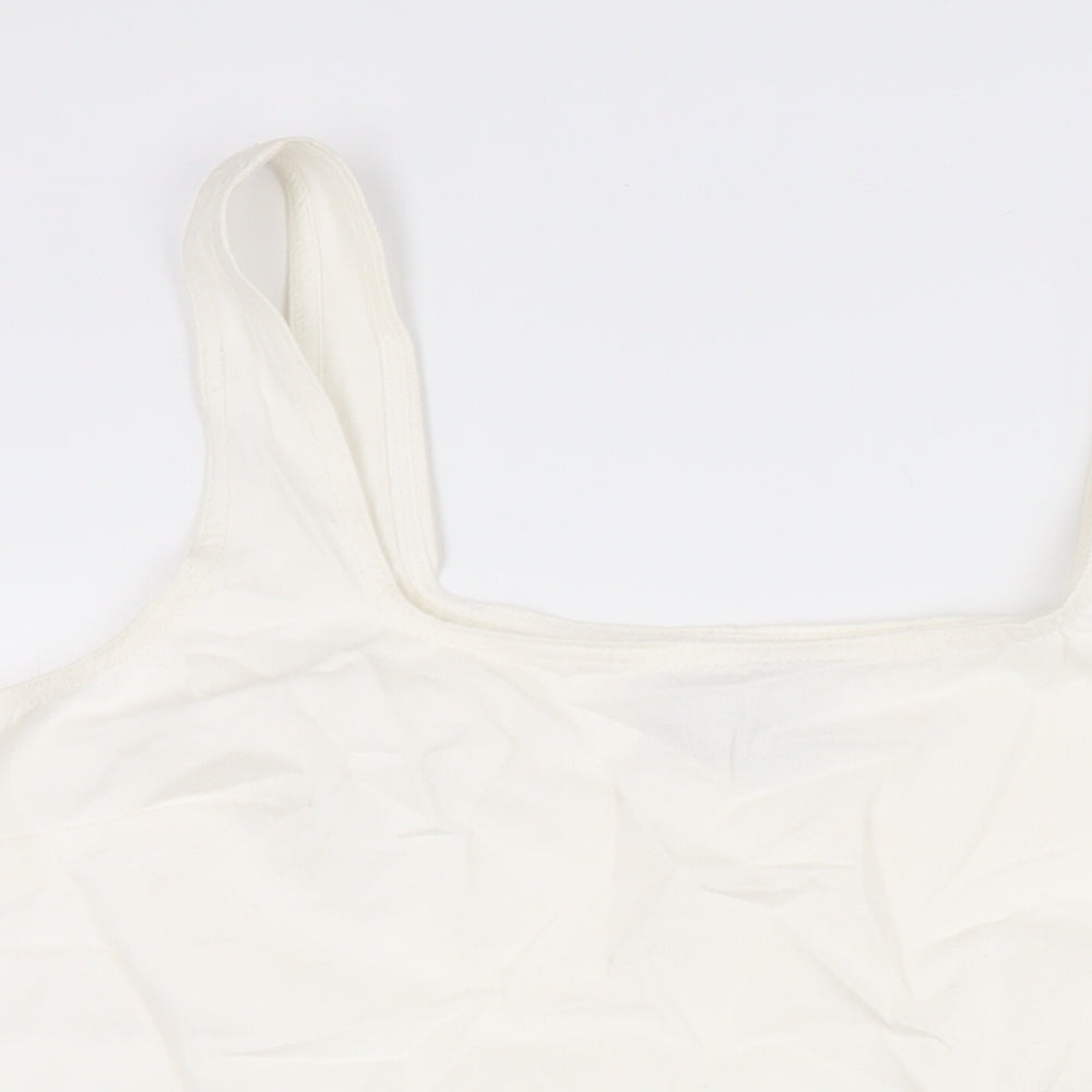 ASOS Womens Ivory Cotton Shift Size 16 Square Neck Zip