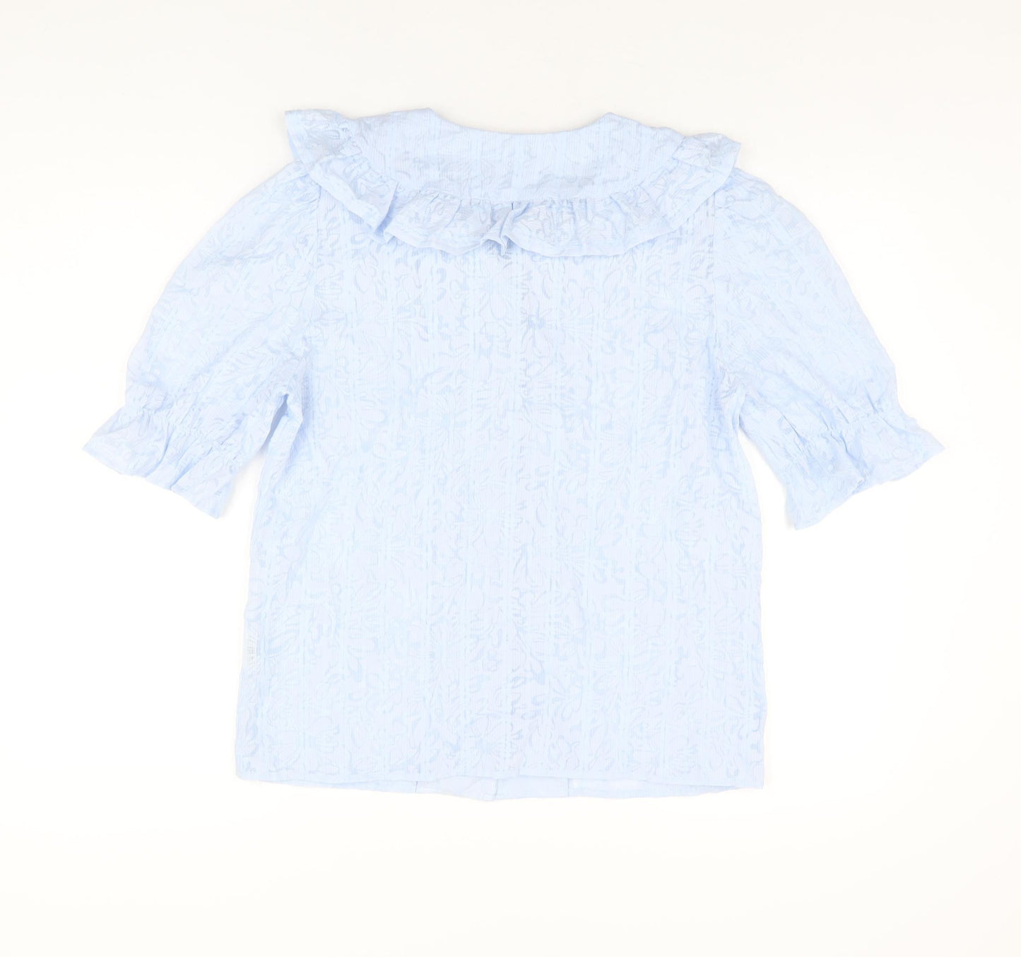 Eifini Womens Blue Polyester Basic Button-Up Size M Collared