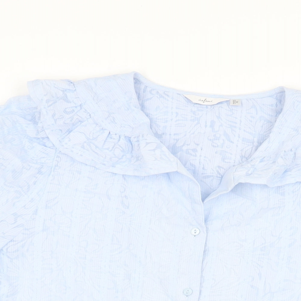 Eifini Womens Blue Polyester Basic Button-Up Size M Collared