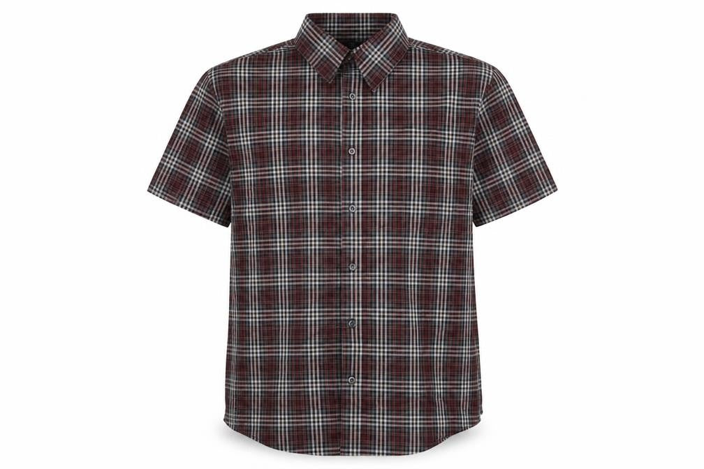 BHS Mens Red Plaid Cotton Button-Up Size M Collared Button