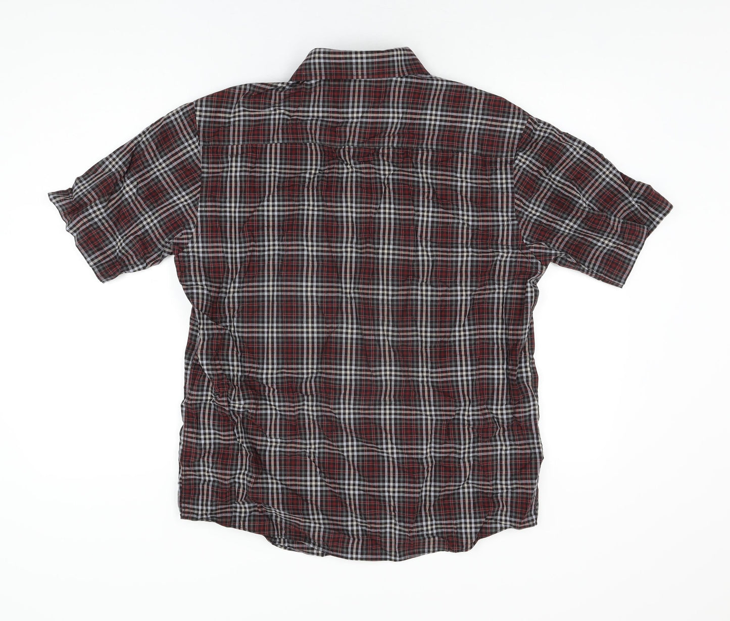 BHS Mens Red Plaid Cotton Button-Up Size M Collared Button