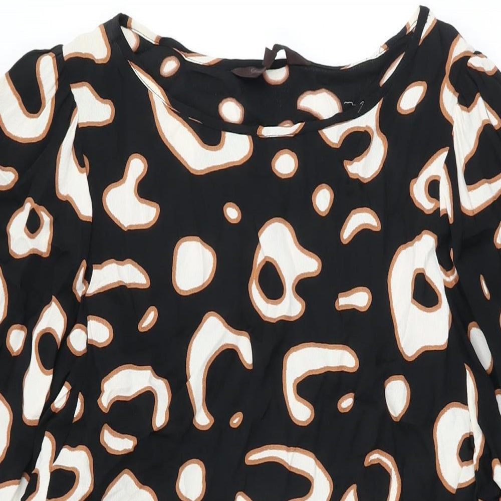 Great Plains London Womens Black Geometric Viscose Shift Size S Round Neck Pullover