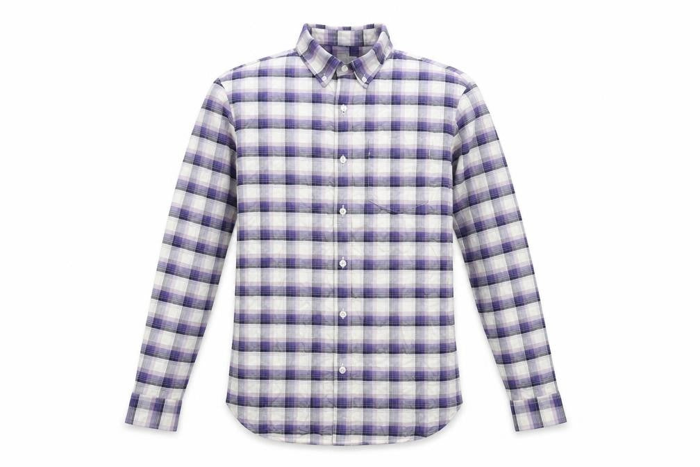 Marks and Spencer Mens Purple Plaid Cotton Button-Up Size S Collared Button