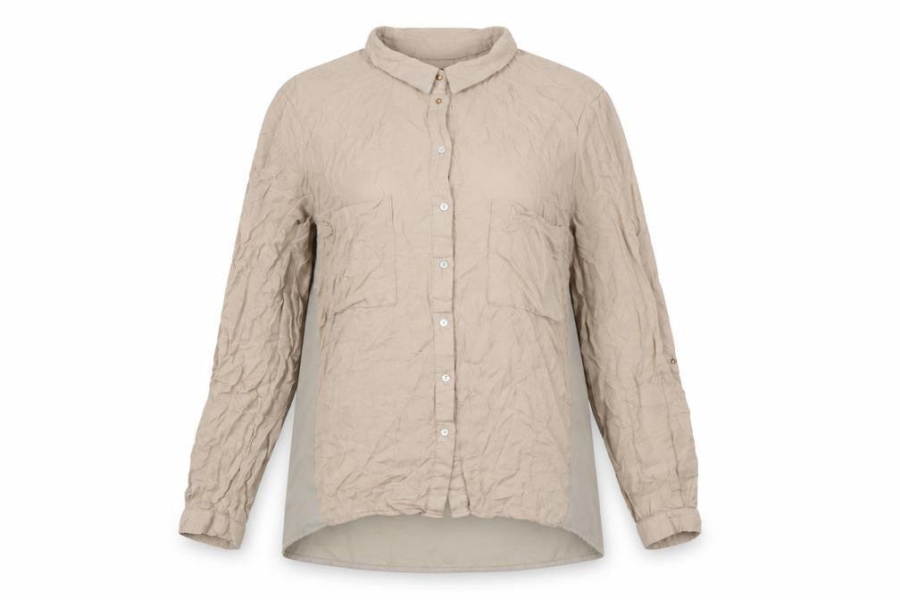 Bershka Womens Beige Polyester Basic Button-Up Size L Collared