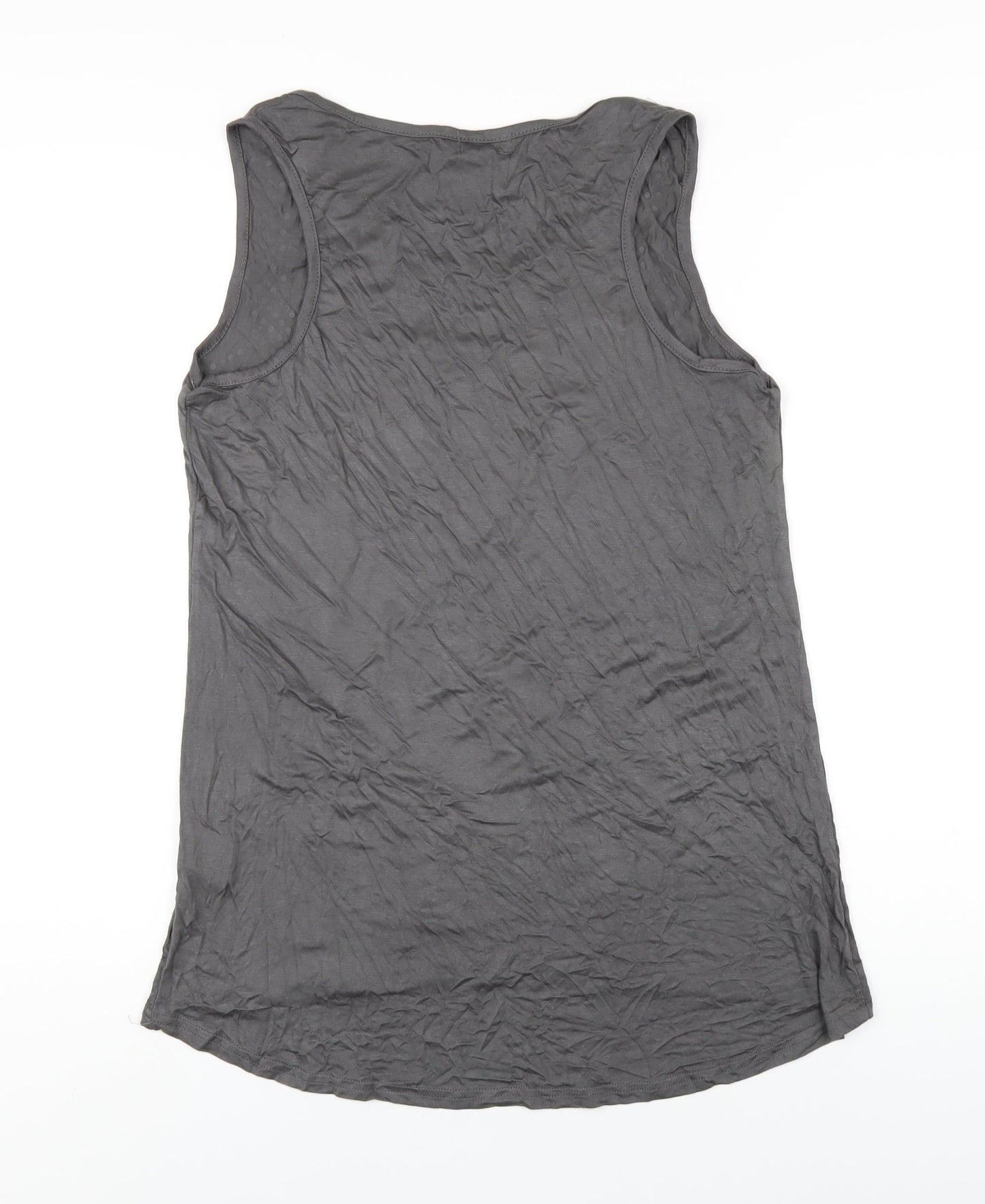 QED London Womens Grey Viscose Basic Tank Size M Round Neck - Studded