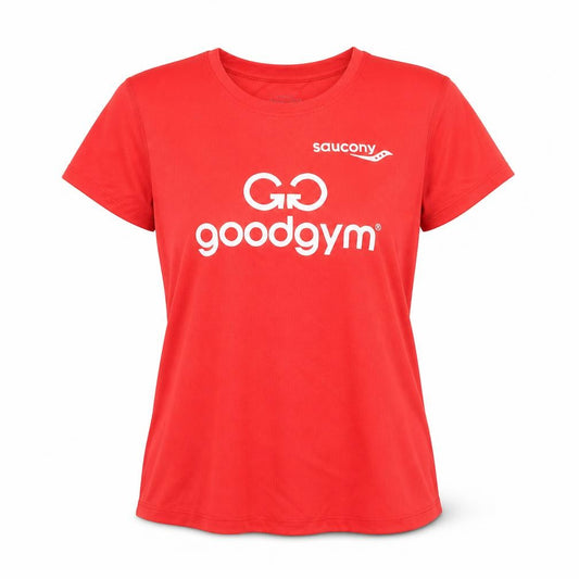 Saucony Womens Red Polyester Basic T-Shirt Size L Round Neck Pullover