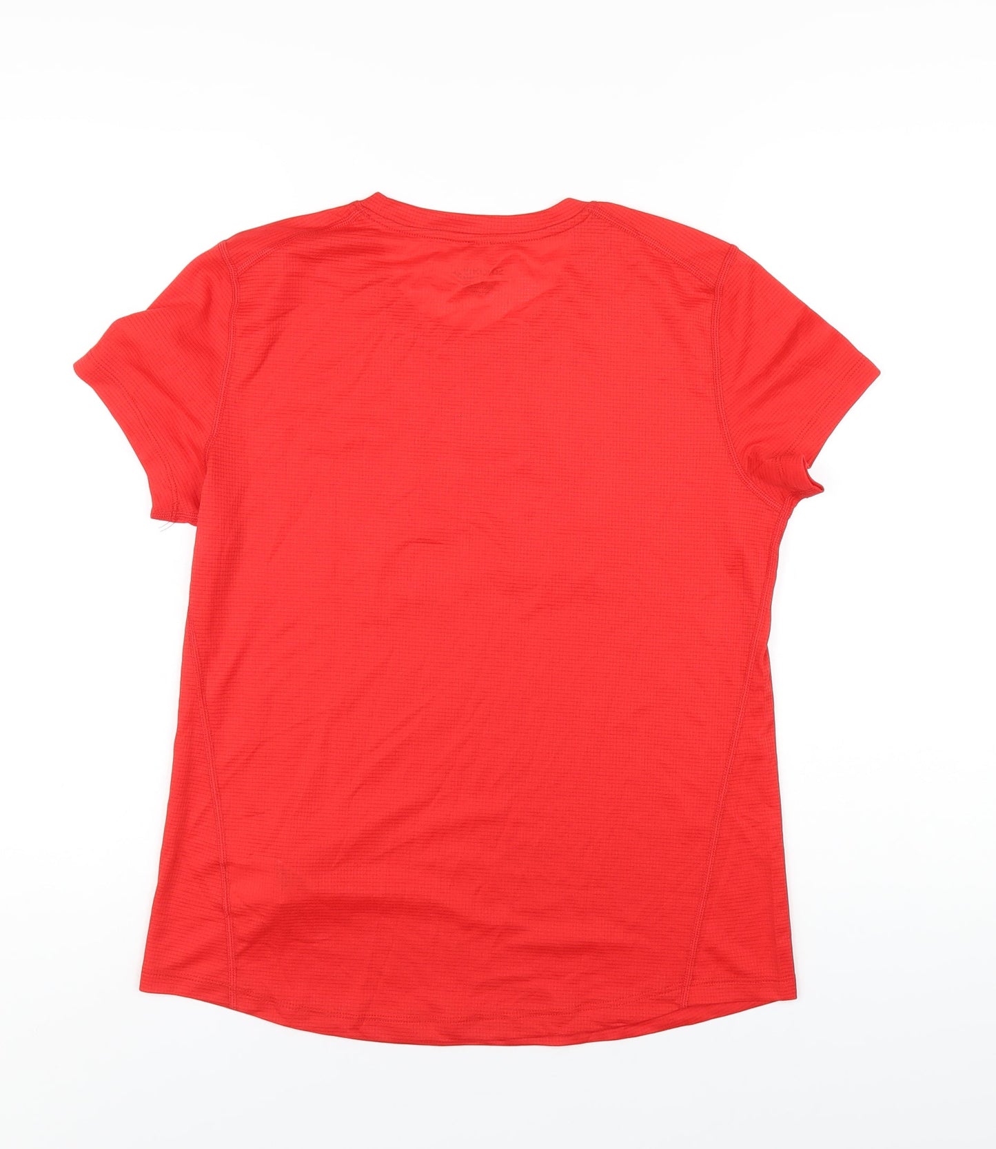 Saucony Womens Red Polyester Basic T-Shirt Size L Round Neck Pullover