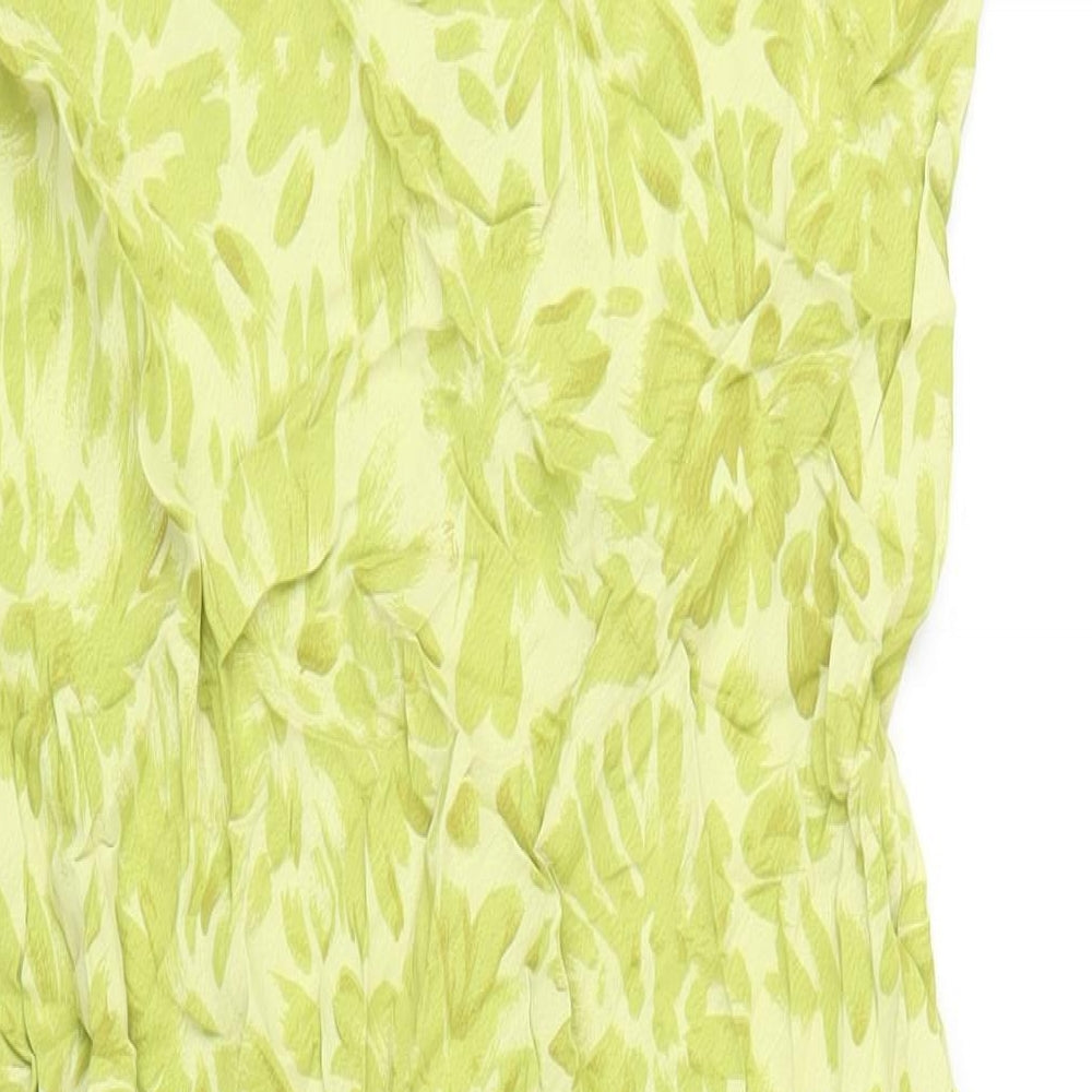 Offshoot Womens Green Geometric Viscose A-Line Size M Round Neck Pullover