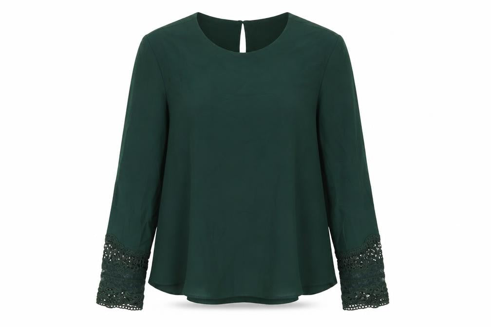 Zara Womens Green Nylon Basic Blouse Size M Round Neck
