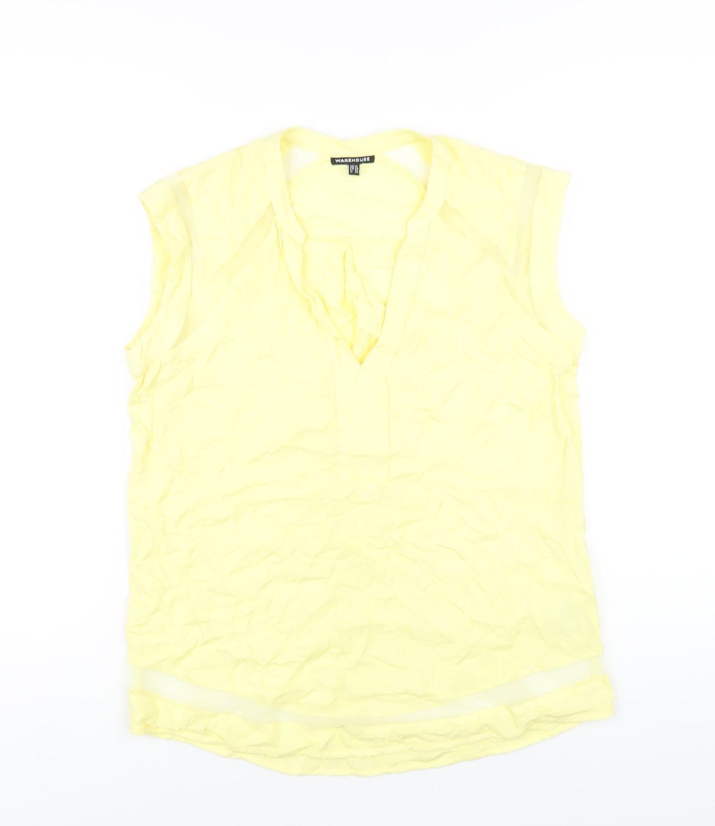 Warehouse Womens Yellow Viscose Basic Tank Size 10 V-Neck