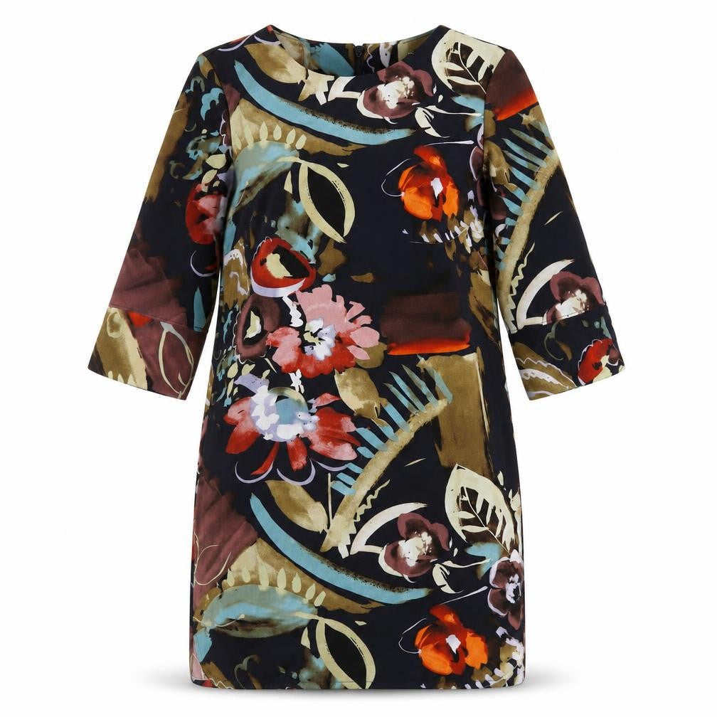 Marks and Spencer Womens Multicoloured Geometric Polyester A-Line Size 12 Round Neck Pullover