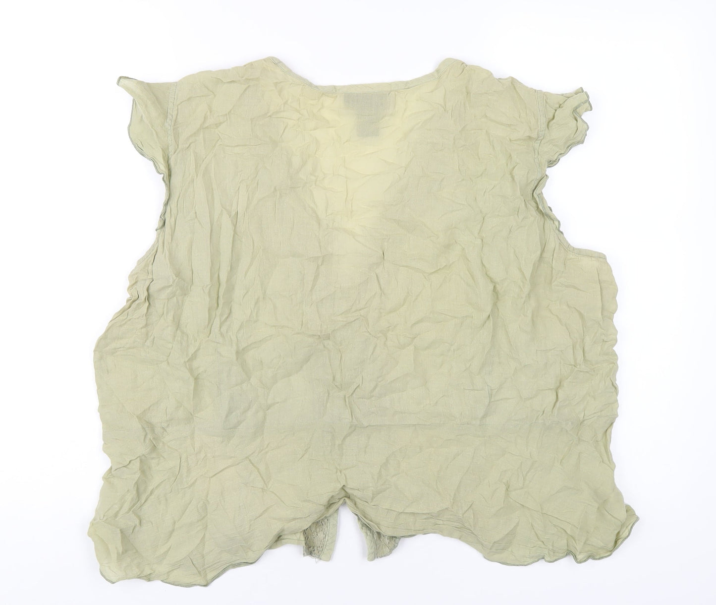 Venezia Womens Green Cotton Basic Button-Up Size 22 V-Neck